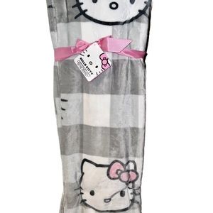Hello Kitty Plush Throw Blanket Sanrio Grey White 50 x 70 Soft New